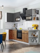 Кухонный гарнитур угловой «Техно», 900×2700 мм, графит софт МДФ/экзотическое дерево - Фото 1
