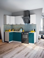 Кухонный гарнитур угловой «Техно», 1100×1800 мм, цвет белый снег софт МДФ/атлантик софт МДФ - Фото 1