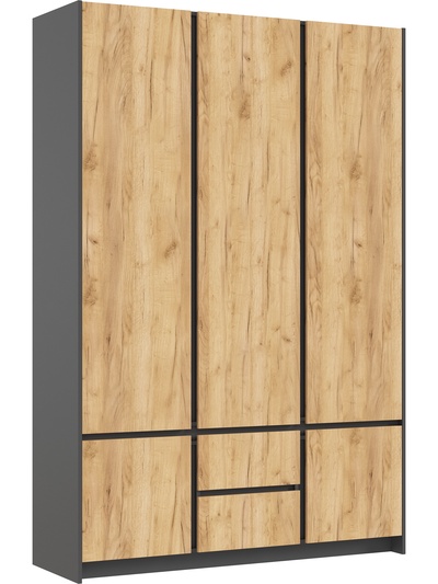 Шкаф трехстворчатый «Остин», 1500×490×2236 мм, цвет дуб крафт/графит