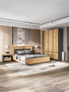 Кровать парящая двуспальная с ортопедическим основанием, 1600×2000 мм, цвет дуб крафт/графит - Фото 2