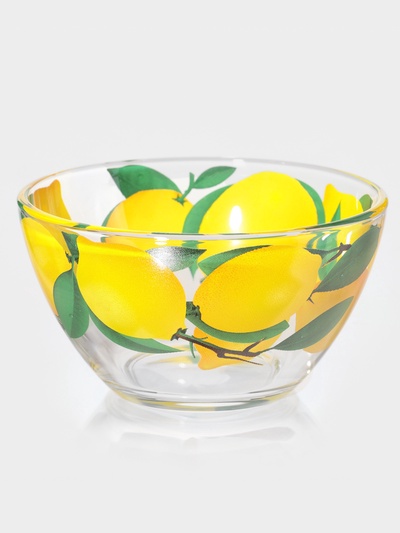 Набор салатников Декостек «Трио. Лимоны», 3 шт., 1700/900/300 мл, стекло, прозрачный, жёлтый