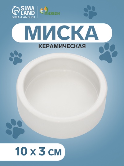 Миска керамическая 100 мл - 10 х 10 х 3 см, белая
