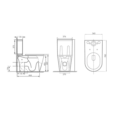 Унитаз-компакт Comforty CF41363C, безободковый, выпуск универсальный, 2-режимная арматура