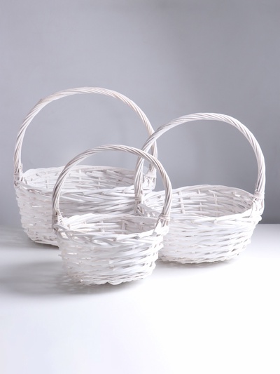 Корзина плетёная для хранения, ива, овальная, серая, набор 3 шт.