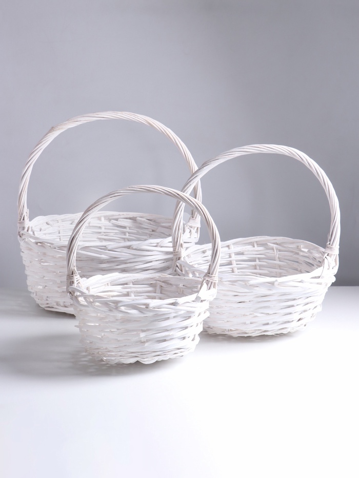 Корзина плетёная для хранения, ива, овальная, серая, набор 3 шт. - Фото 1