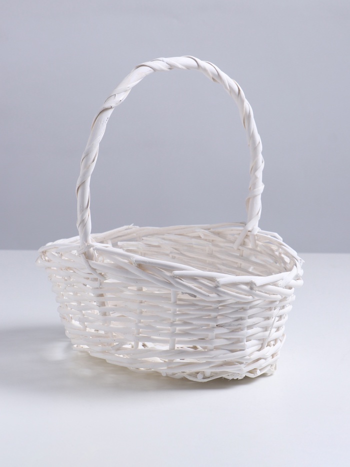 Корзина плетёная 27×23×12×9×28 см, ива, белая - Фото 1