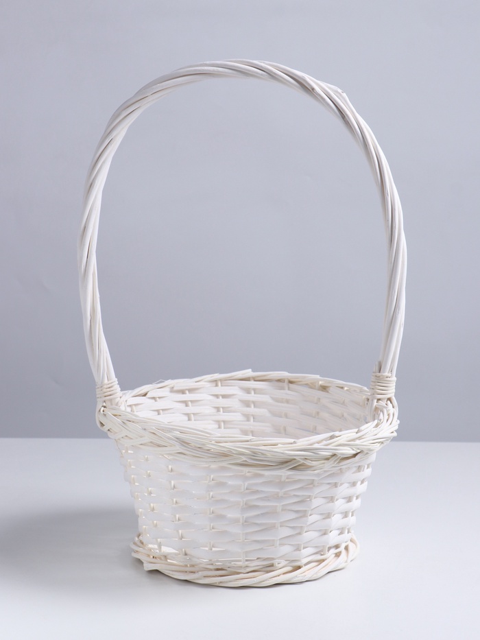 Корзина плетёная 27×27×14×43 см, ива, белая - Фото 1