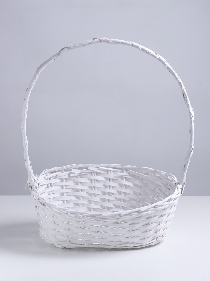 Корзина плетёная 38×25Н10/16/49 см, ива, белая - Фото 1