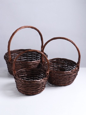 Набор корзин плетёных 3 шт., 38×16×40/32×13×35/26×12×30 см, ива