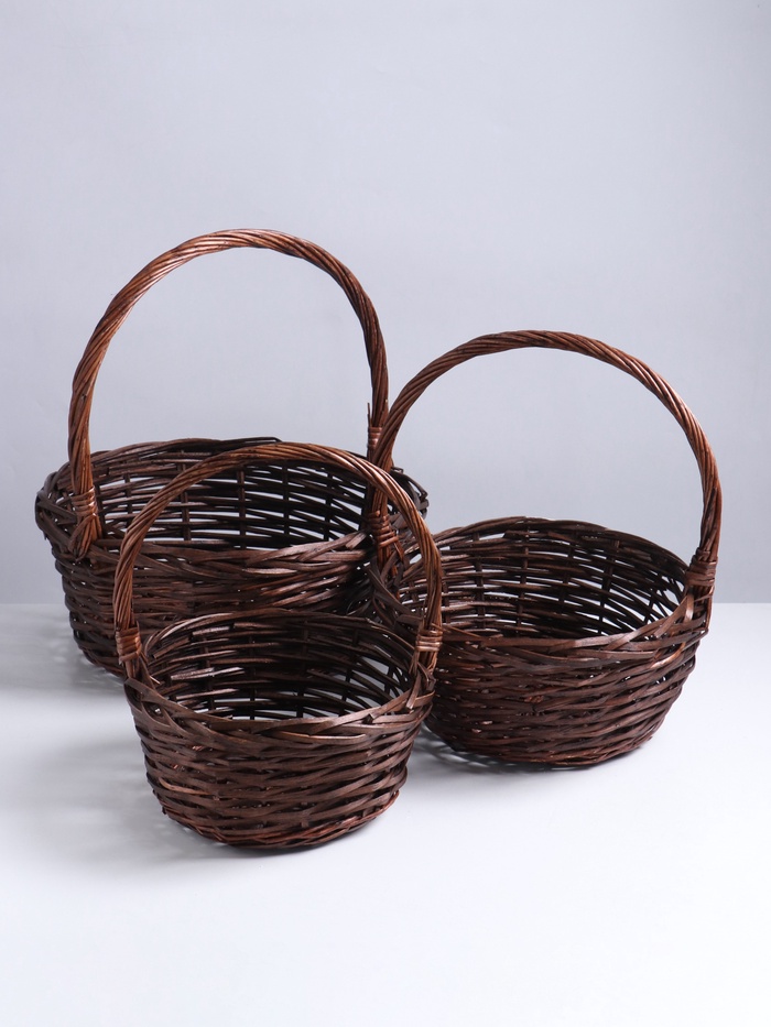 Набор корзин плетёных 3 шт., 38×16×40/32×13×35/26×12×30 см, ива - Фото 1