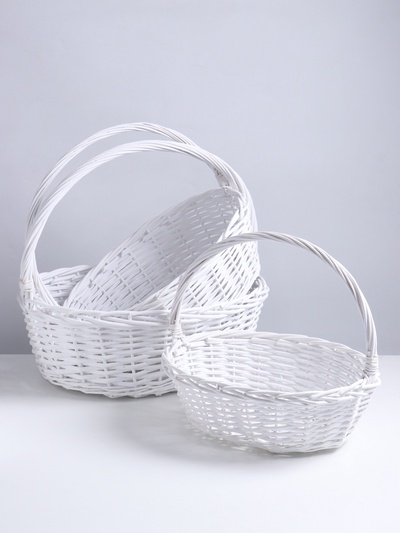 Набор корзин плетёных 3 шт., 46×39×16/40×34×14/36×28×12 см, ива