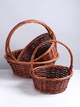 Набор корзин плетёных 3 шт., 48×18×44/40×16×39/33×14×34 см, ива