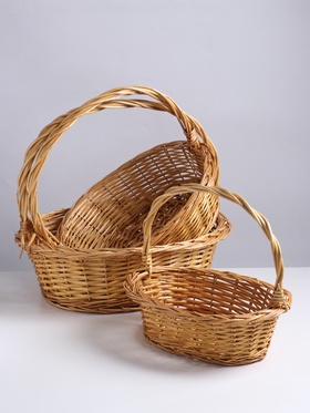 Набор корзин плетёных, 3 шт., 48×38×14×40/40×30×12×35/32×24×11×30 см, ива
