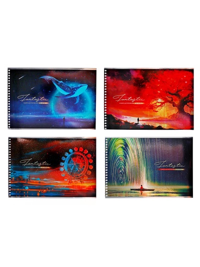 Альбом для рисования BG. Fantastic А4, 32 листа, на гребне, плотность листов 100 г/м², МИКС