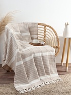 Плед «Этель» Beige stripe, 130×160 см, бежевый, хлопок 100% - фото 41647959