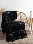 Плед с бахромой «Этель. Клетка», 120×160 см, чёрный - Фото 4