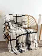 Плед с бахромой «Этель. Клетка», 130×160 см, молочный - Фото 4