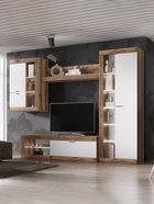 Гостиная «Прага 3», 2186×422×1940 мм, цвет дуб делано/ фасад белый гладкий - Фото 1