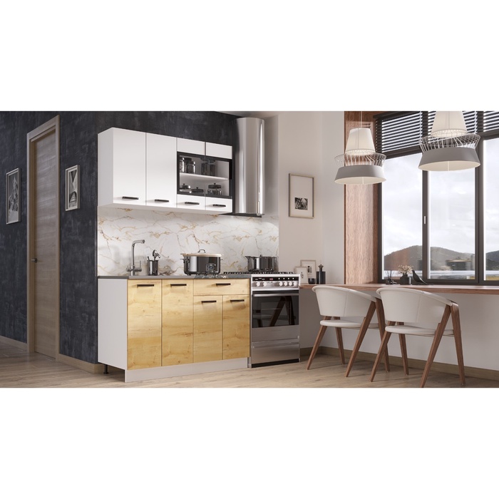 Кухонный гарнитур «Брауни», 1200×600 мм, цвет белый гладкий/дуб вотан - Фото 1