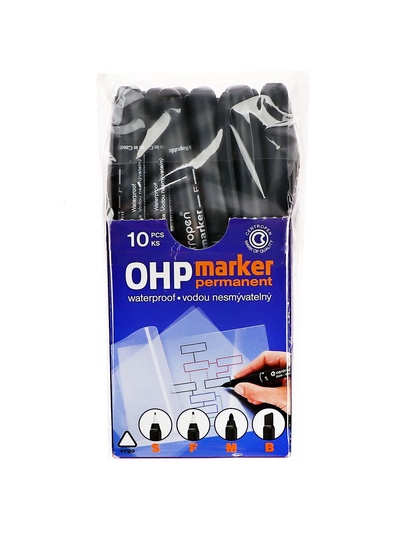 УЦЕНКА Маркер для OHP перманентный 1.2 мм, линия 0.6 мм, Centropen 2636F, чёрная