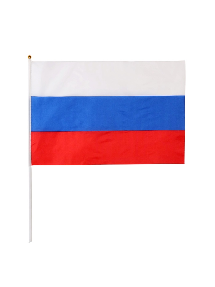 Флаг России, 40 х 60 см, шток 60 см, полиэфирный шёлк, набор 12 шт