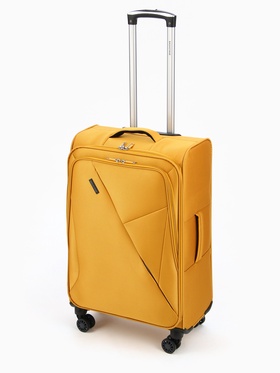 Чемодан на колёсах Bagvoyage средний 83 л (М), на молнии, 4 колеса, жёлтый