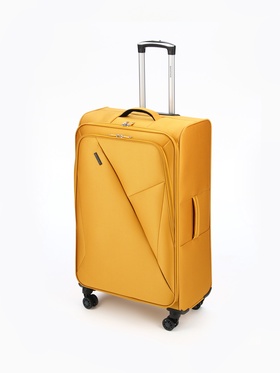 Чемодан на колёсах Bagvoyage большой 113 л (L), на молнии, 4 колеса, жёлтый