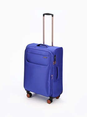 Чемодан на колёсах Bagvoyage средний 83 л (М), на молнии, с увеличением, кодовый замок, 4 колеса, васильковый