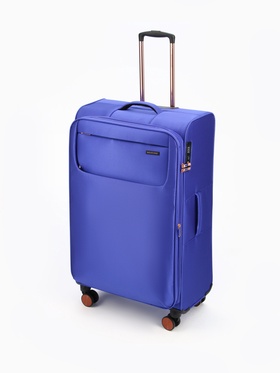 Чемодан на колёсах Bagvoyage большой 113 л (L), на молнии, с увеличением, кодовый замок, 4 колеса, васильковый