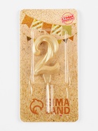 Свеча в торт «Театральная», цифра 2, золотой металлик 10870106