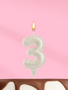 Свеча в торт «Праздник» цифра 3, жемчужный перламутр с блестками - Фото 1
