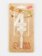 Свеча в торт «Праздник» цифра 4, жемчужный перламутр с блестками - Фото 3