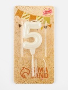 Свеча в торт «Праздник» цифра 5, жемчужный перламутр с блестками - Фото 3
