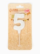 Свеча в торт «Праздник» цифра 5, жемчужный перламутр с блестками - Фото 4