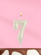 Свеча в торт «Праздник» цифра 7, жемчужный перламутр с блестками - Фото 1