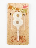 Свеча в торт «Праздник» цифра 8, жемчужный перламутр с блестками - Фото 3