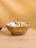 Салатник «Желтые и синие цветы», 17.5×17.5×6.5 см, дерево манго - Фото 1