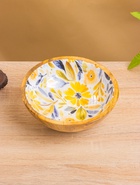 Салатник «Желтые и синие цветы», 17.5×17.5×6.5 см, дерево манго - Фото 2