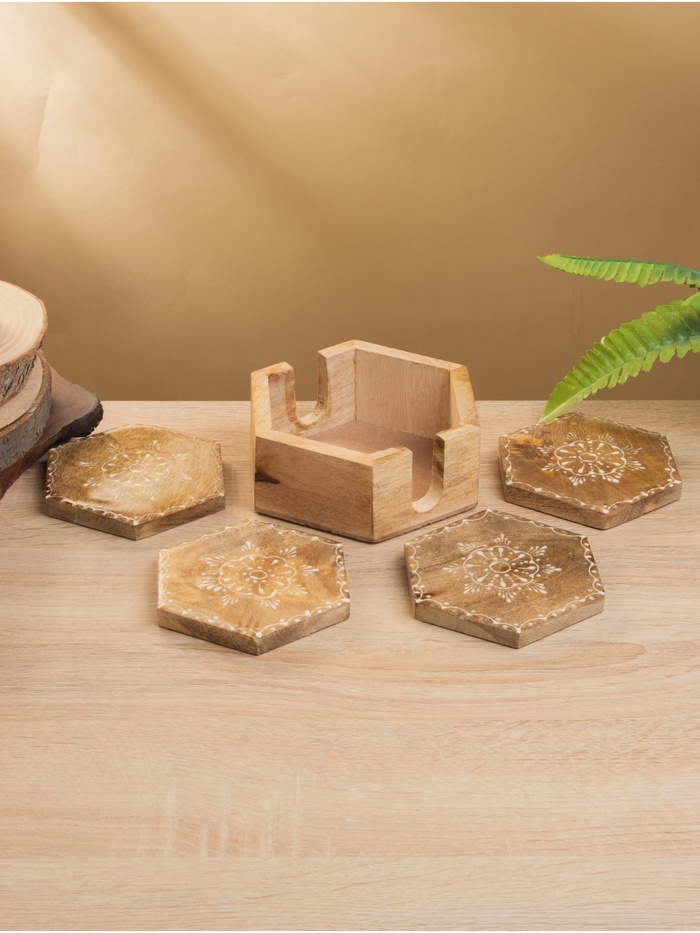 Подставка под горячее «Пряник», набор 4 шт., 15×13×5 см, дерево манго - Фото 1