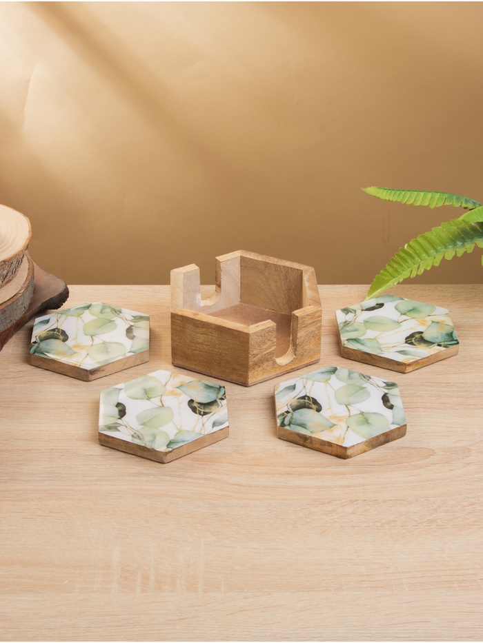 Подставка под горячее «Листья», набор 4 шт., 15×13×5 см, дерево манго - Фото 1