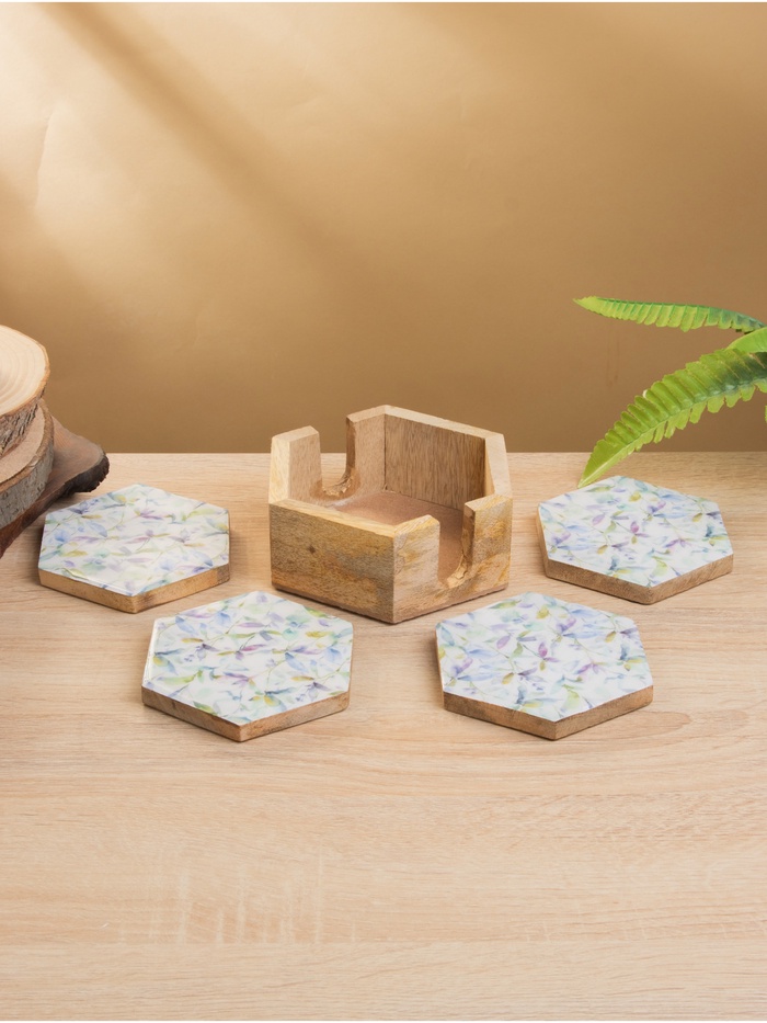 Подставка под горячее «Оттенки сирени», набор 4 шт., 15×13×5 см, дерево манго - Фото 1