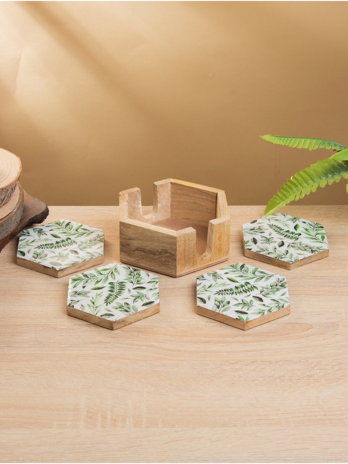 Подставка под горячее «Оливковая ветвь», набор 4 шт., 15×13×5 см, дерево манго - Фото 1