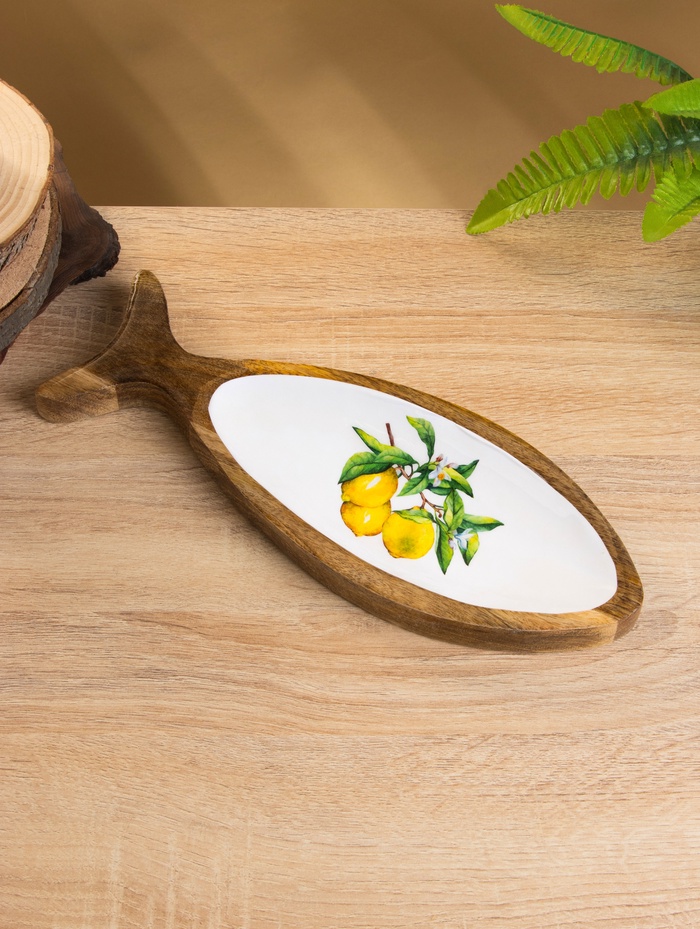 Блюдо в форме рыбки «Лимоны», 32×11.5×2 см, дерево манго - Фото 1