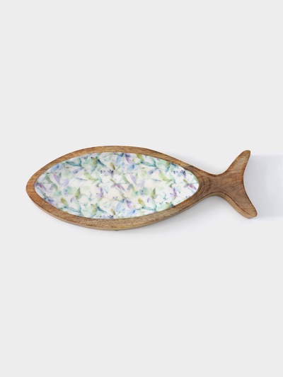 Блюдо в форме рыбки «Оттенки сирень», 32×11.5×2 см, дерево манго