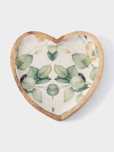 Блюдо в форме сердца «Листья», 20.5×20×2.3 см, дерево манго
