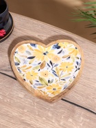 Блюдо в форме сердца «Желтые и синие цветы», 20.5×20×2.3 см, дерево манго - Фото 3