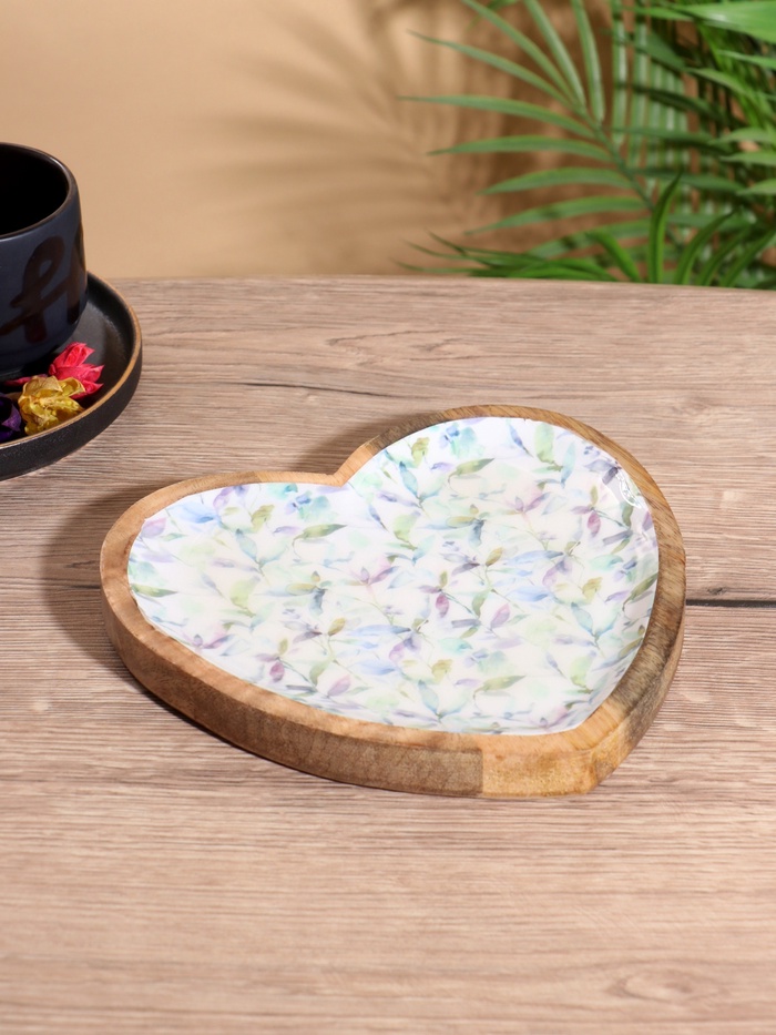 Блюдо в форме сердца «Оттенки сирени», 20.5×20×2.3 см, дерево манго - Фото 1