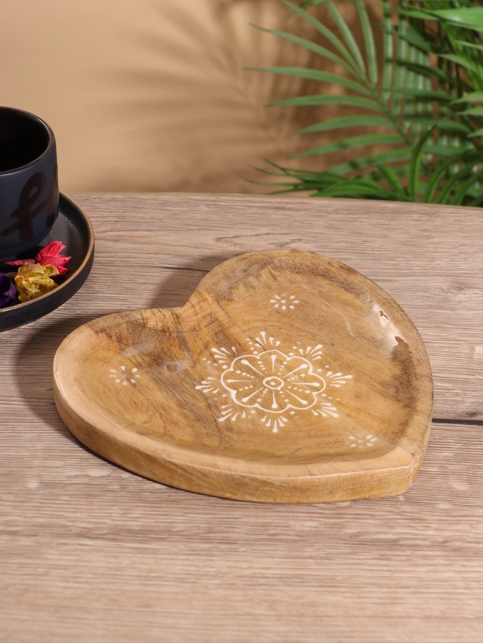 Блюдо в форме сердца «Пряник», 20.5×20×2.3 см, дерево манго - Фото 1
