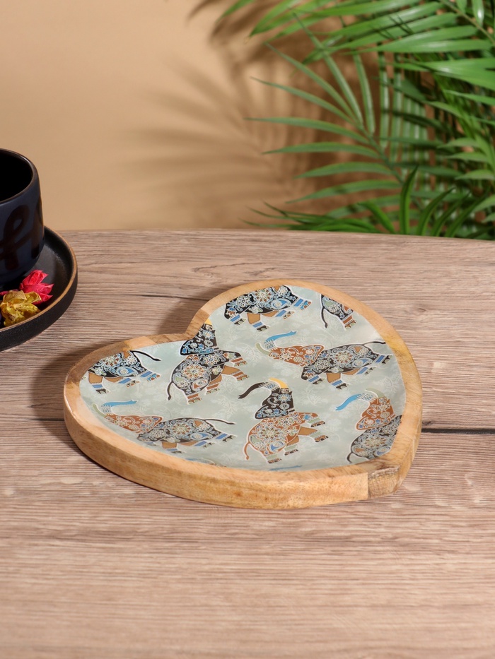 Блюдо в форме сердца «Мудрый слон», 20.5×20×2.3 см, дерево манго - Фото 1