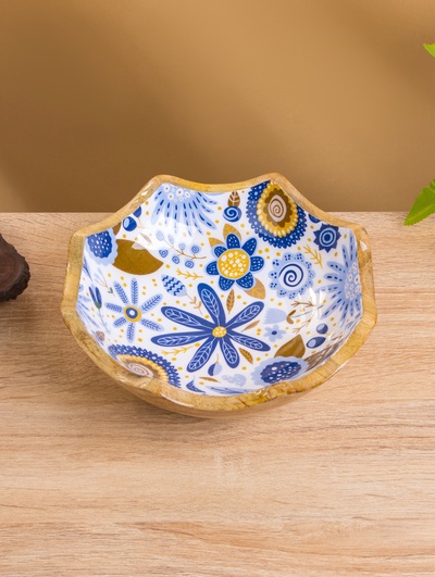 Салатник «Васильки», 20×20×8 см, дерево манго